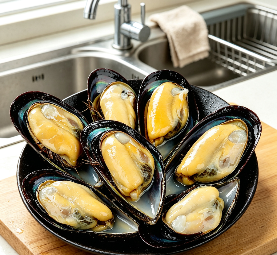 Greenshell mussels, gently steamed